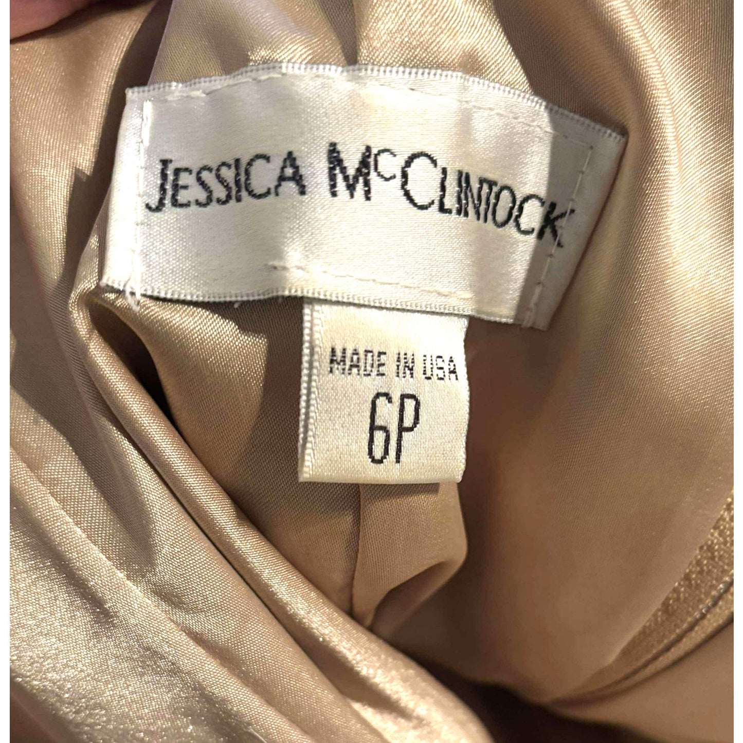 ONLY ONE!!! Vintage Jessica McClintock Gold Strapless Lace Party Dress Size 6P