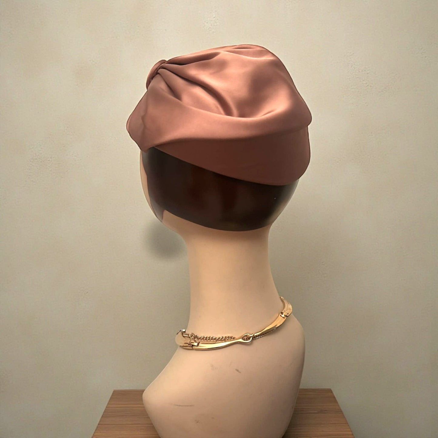 ONLY ONE!!! Vintage 1950s–60s Sculpted Satin Cocktail Hat Pillbox Hat ~ Size 22