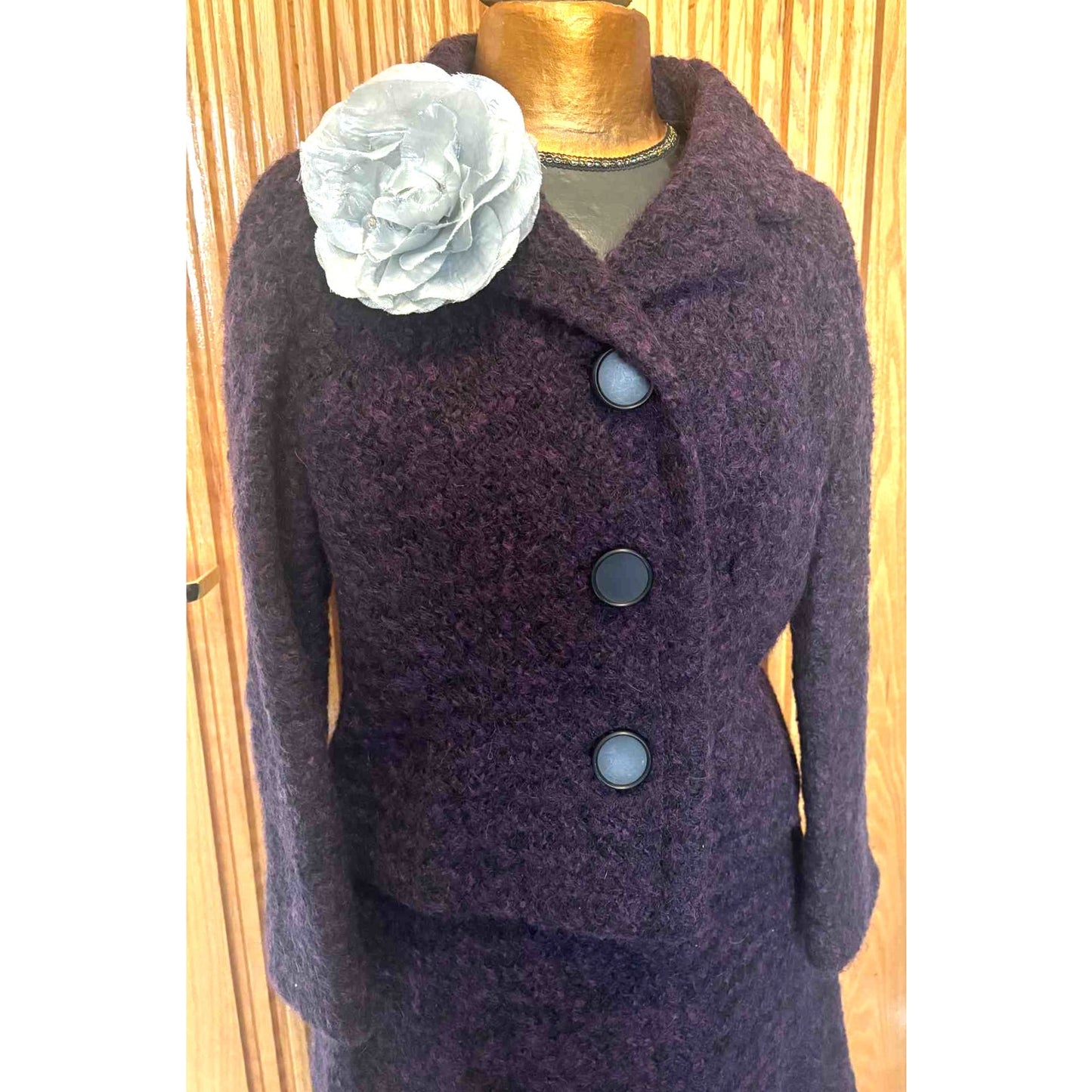 Vintage 1950s Christian Dior New York Mohair Plum Skirt Suit