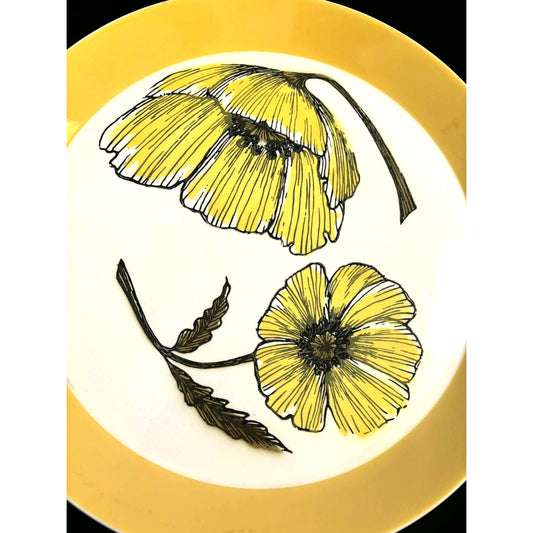 ONLY ONE!!! Vintage Large Mikasa Duplex MCM Yellow Floral Plate Ben Seibel