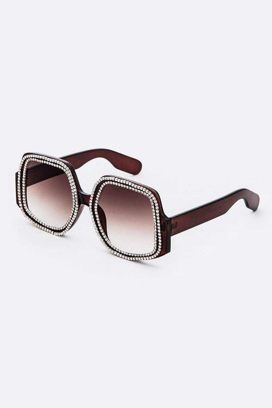 Glammed in Crystals Oversized Square Sunglasses ✨🕶️