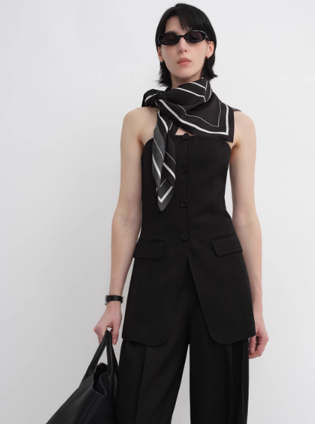 Stretch Silk Geometric Print Scarf – Luxe Mulberry Silk Blend ✨🧣
