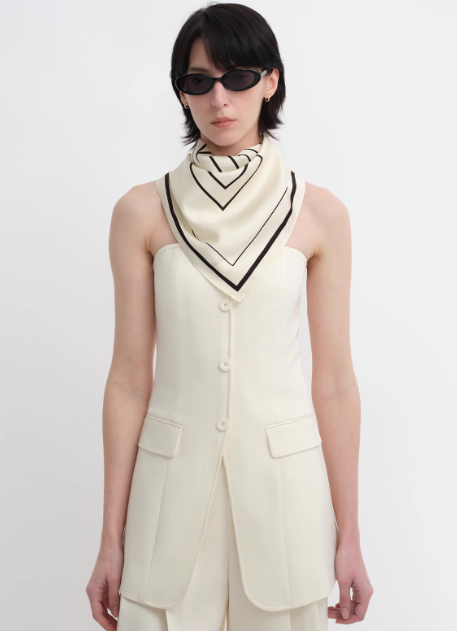 Stretch Silk Geometric Print Scarf – Luxe Mulberry Silk Blend ✨🧣