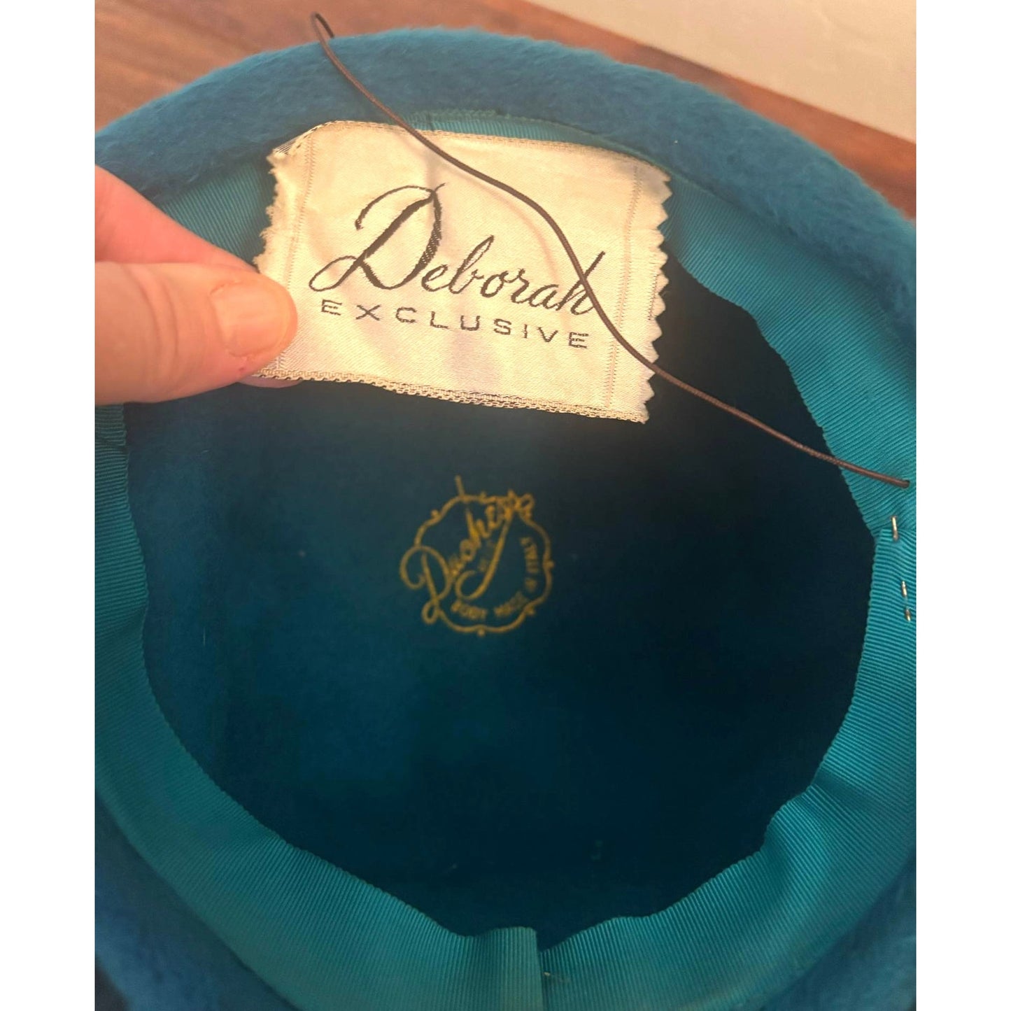 Vintage 1950s Deborah Exclusive Blue Felt Hat Stamped Duchess Body Made in Italy