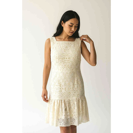 ONLY ONE!!! Vintage Cream Lace Fit & Flare Dress – Cele Originals (Size S)