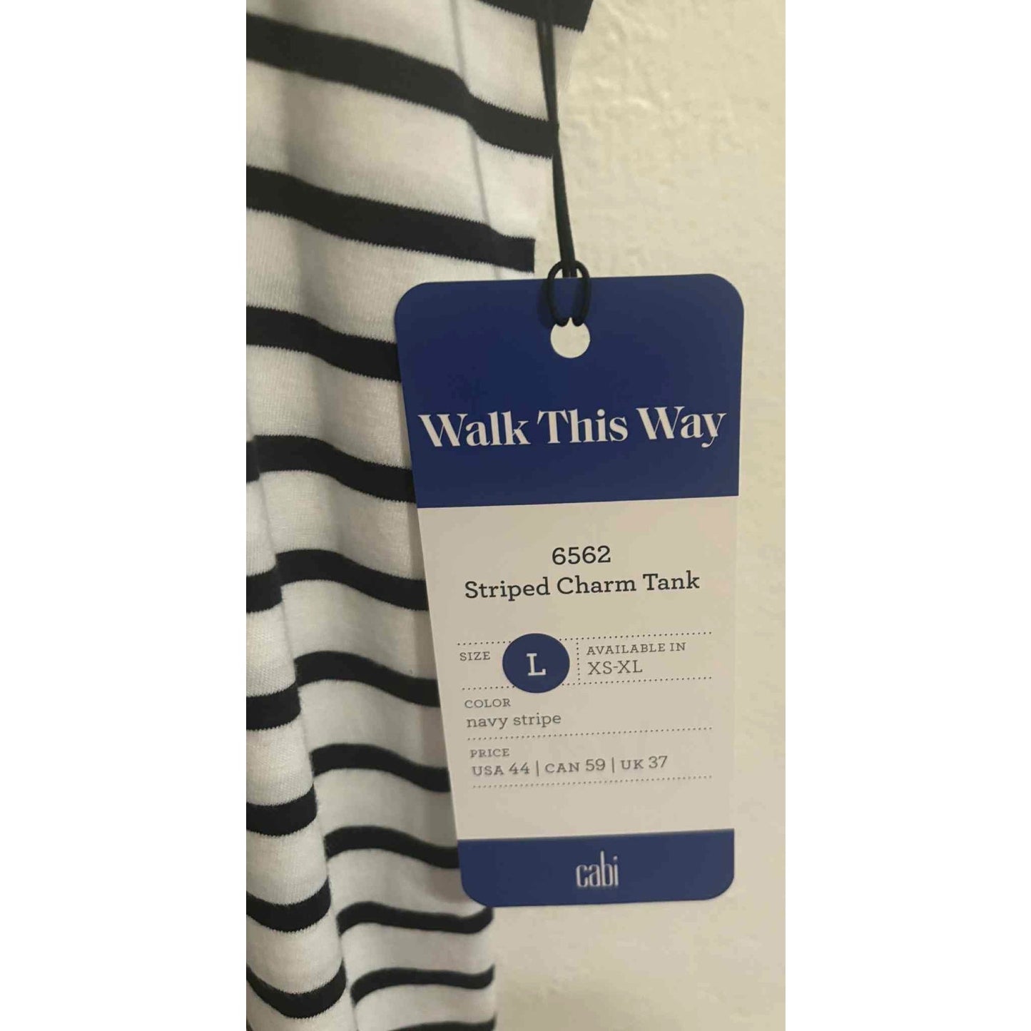 cabi Striped Charm Tank Top | Navy Stripe | Curated Classic