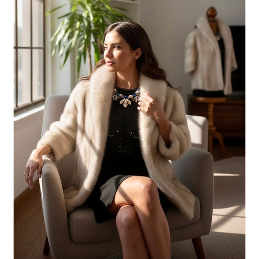 Vintage Ivory Mink Fur Stole Norman’s Furs Fresno One Size