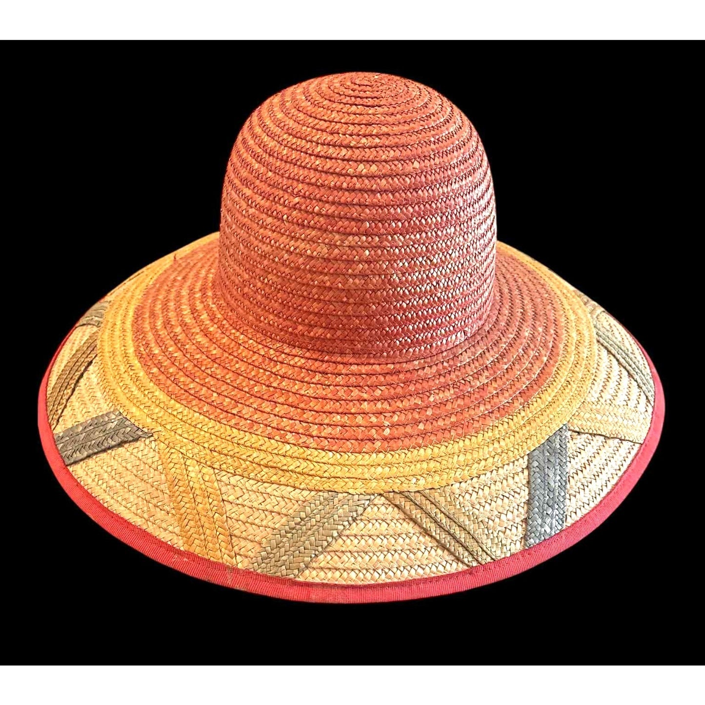 Vintage 80s Liz Claiborne Wide-Brim Straw Hat Classic Summer Sun Hat Made Italy!