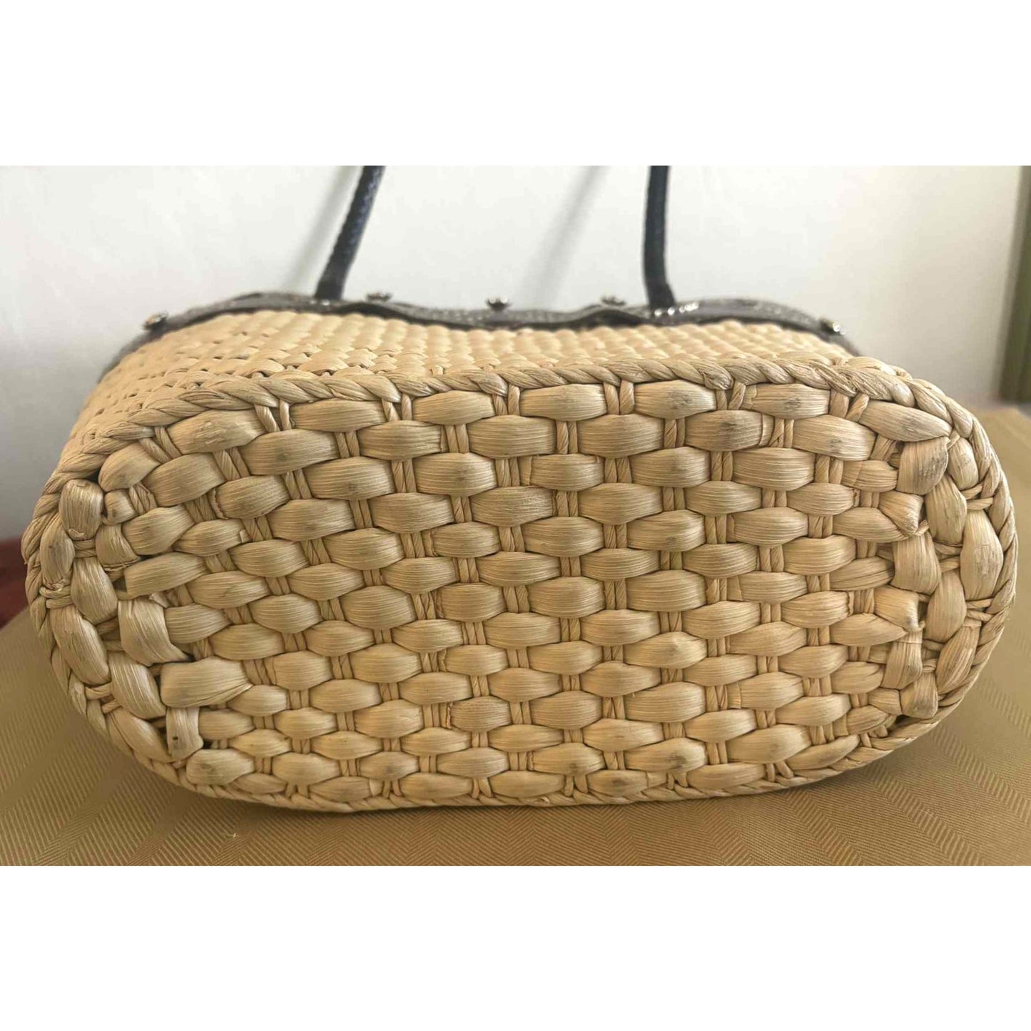 ONLY ONE!!! Brighton Straw & Brown Leather Tote Bag w/Silver Heart Charm