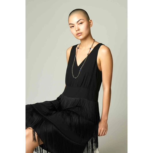 ONLY ONE!!! 1960s Lilli Diamond Black Crepe Fringe Party Dress – Vintage