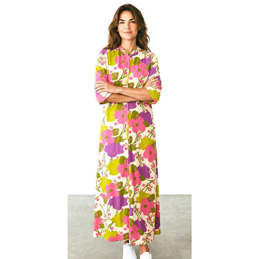 Vintage 1970s Fashions by Marilyn NY Floral Zip Front Robe