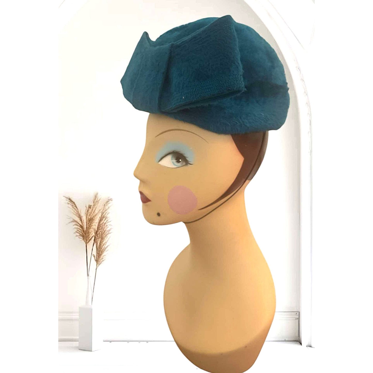 Vintage 1950s Deborah Exclusive Blue Felt Hat Stamped Duchess Body Made in Italy