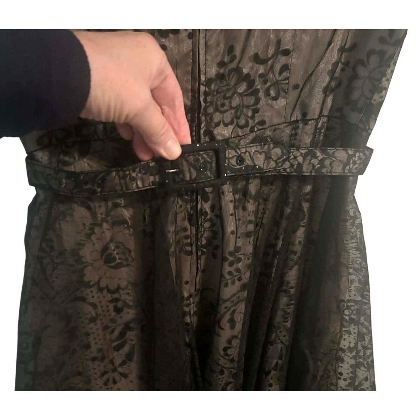 ONLY ONE!!! Vintage 1950s Black Flocked Tulle Cocktail Dress ~ Size S/M