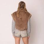 Do Everything In Love Plush High Collar Faux Fur Vest – One Size Cozy Chic