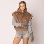 Do Everything In Love Plush High Collar Faux Fur Vest – One Size Cozy Chic