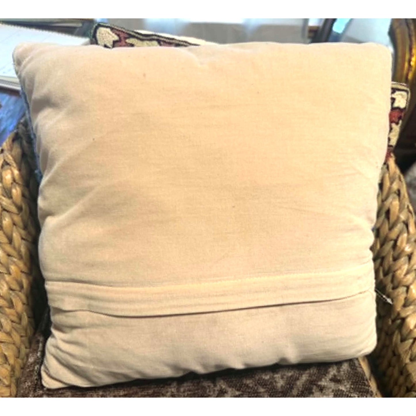 Hooked Wool Coastal Beach Throw Pillow Nautical Ocean Accent 15.5”