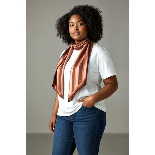 ONLY ONE!!! Vintage Signed Vera Neumann Signed Brown Orange Oblong Scarf