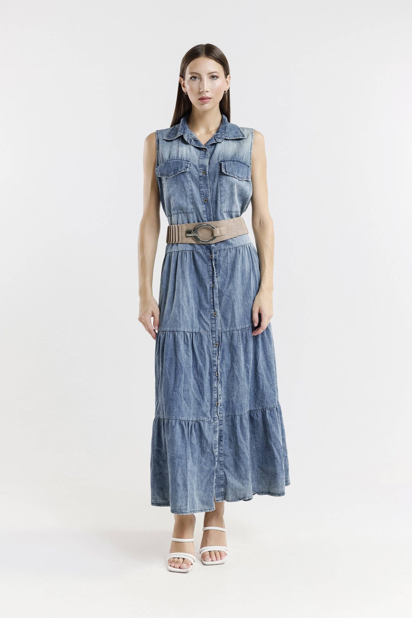 Nikolina Stretch Belt with Silver Buckle – Effortless Chic