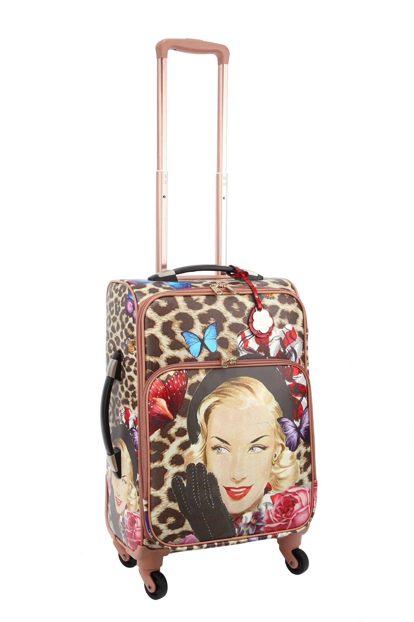 Leopard Vintage Carry-On Spinner Luggage – Retro Hollywood Glam
