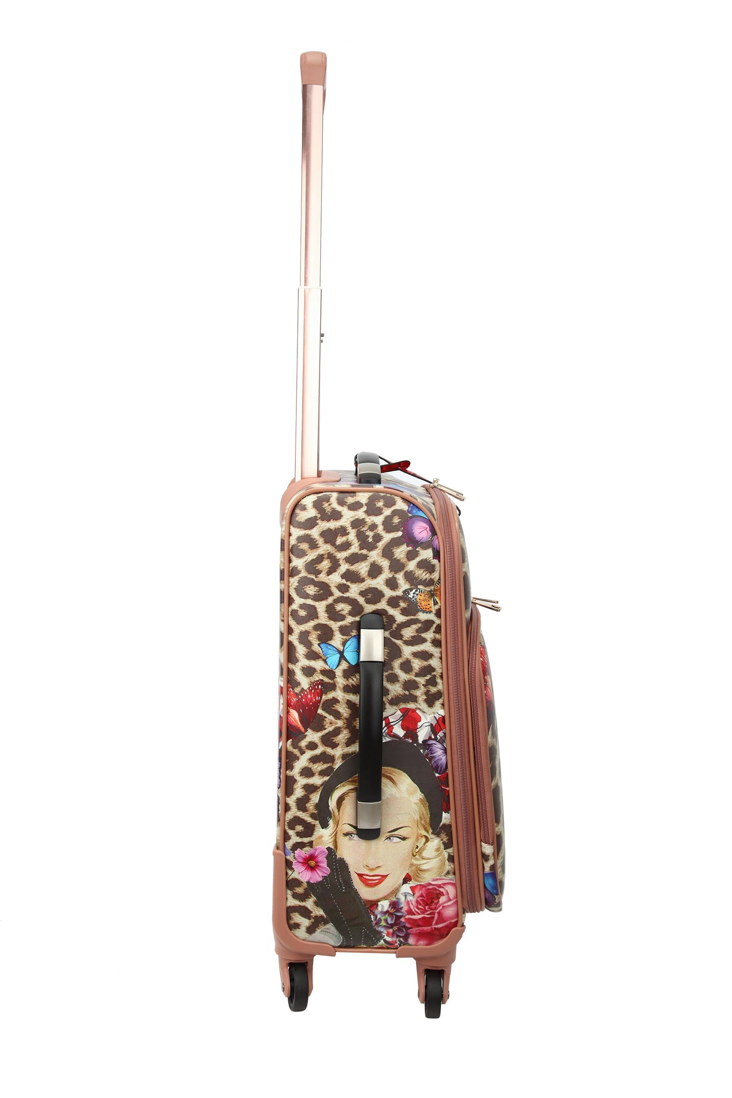 Leopard Vintage Carry-On Spinner Luggage – Retro Hollywood Glam