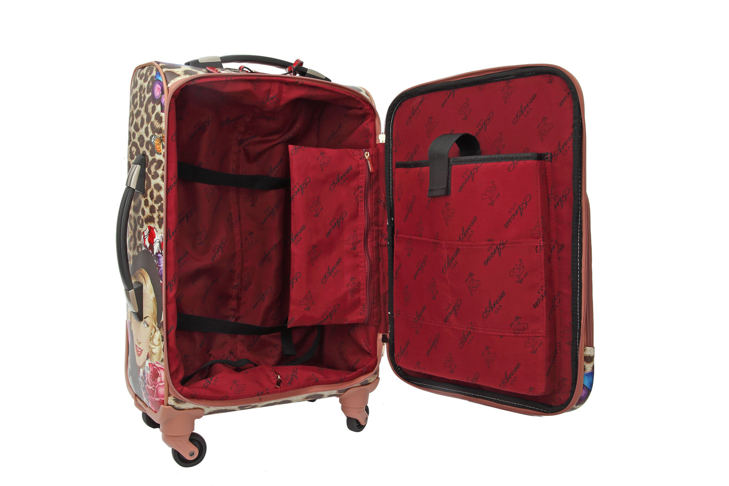 Leopard Vintage Carry-On Spinner Luggage – Retro Hollywood Glam