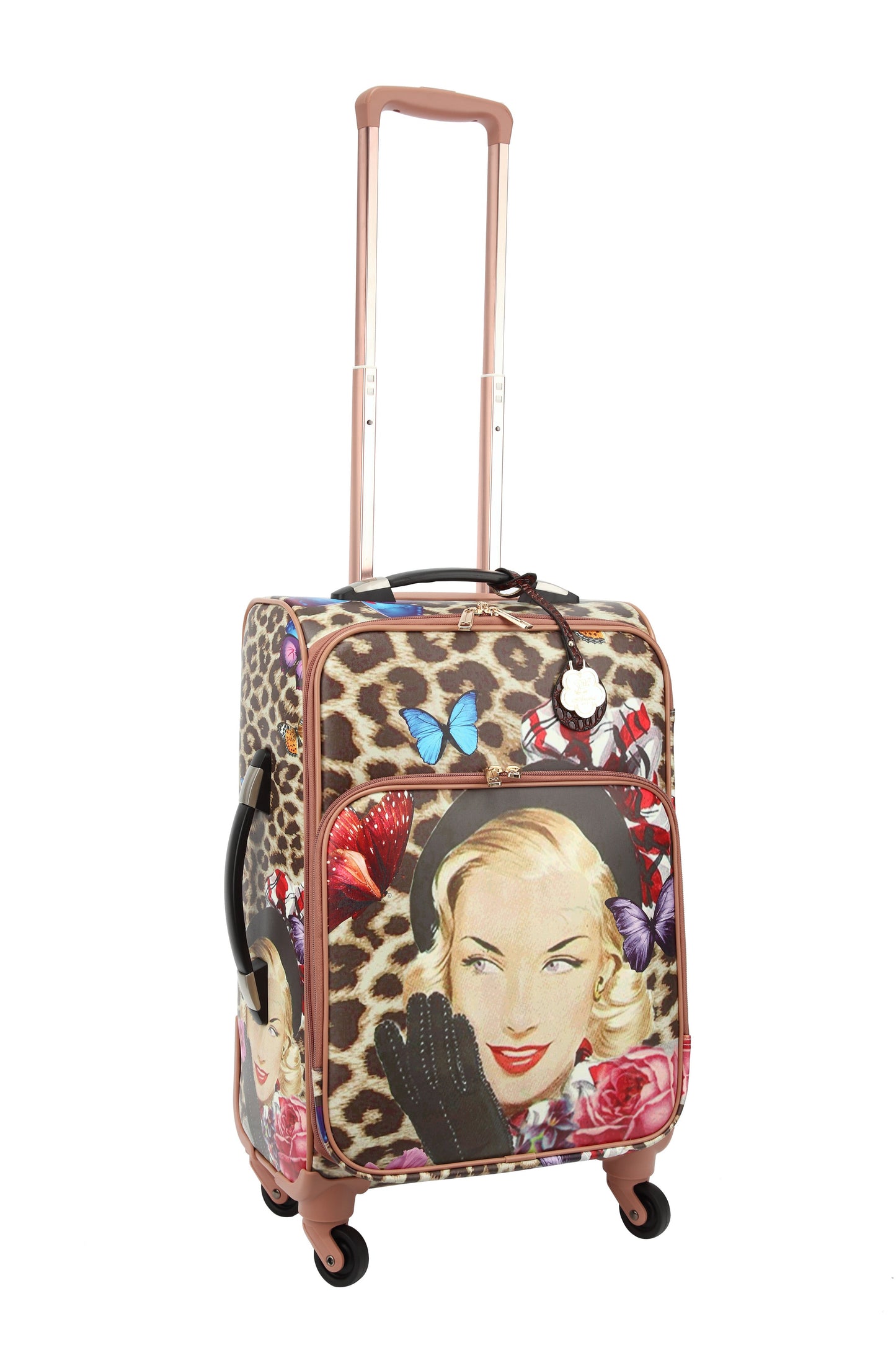 Leopard Vintage Carry-On Spinner Luggage – Retro Hollywood Glam