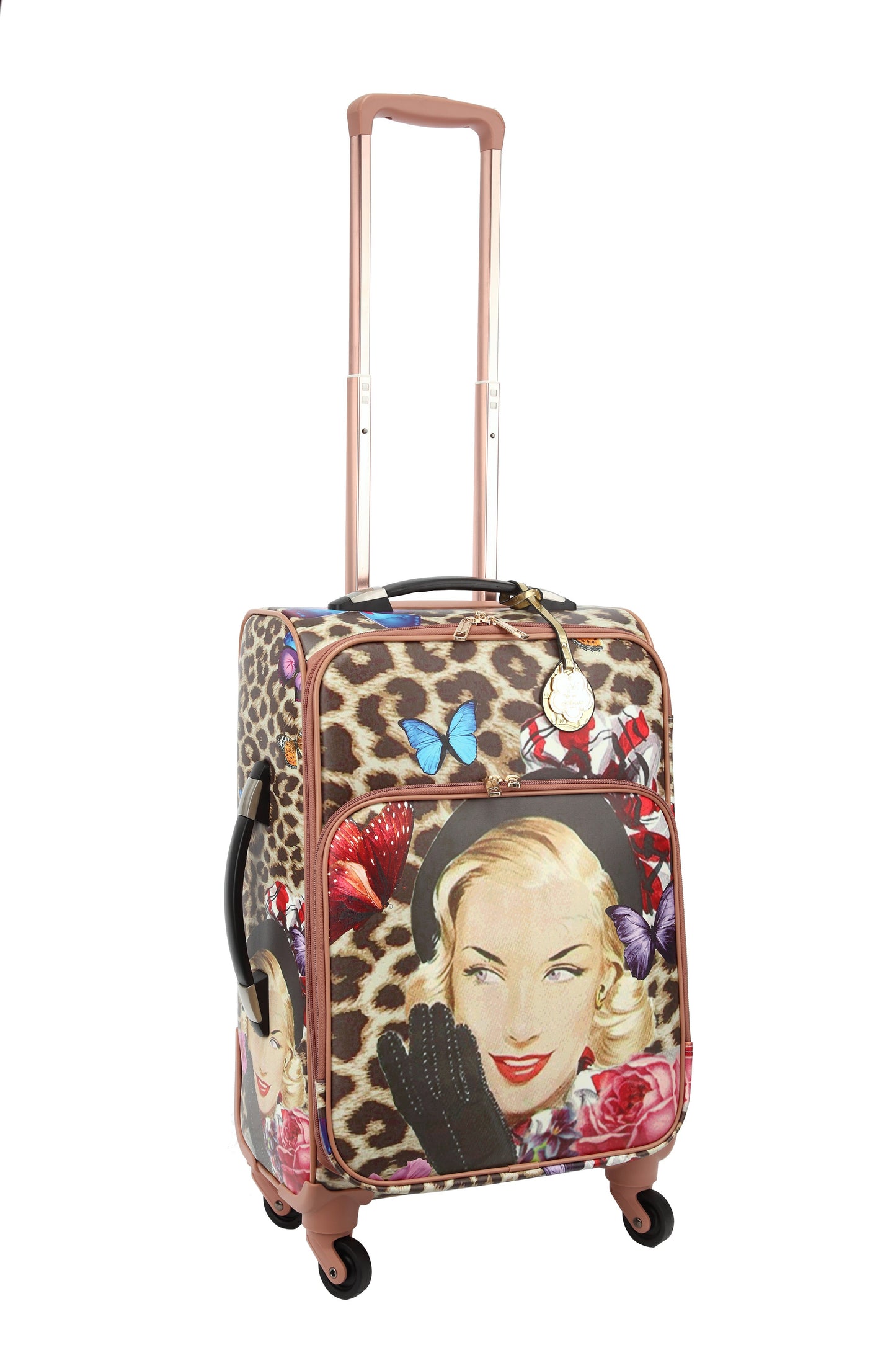 Leopard Vintage Carry-On Spinner Luggage – Retro Hollywood Glam