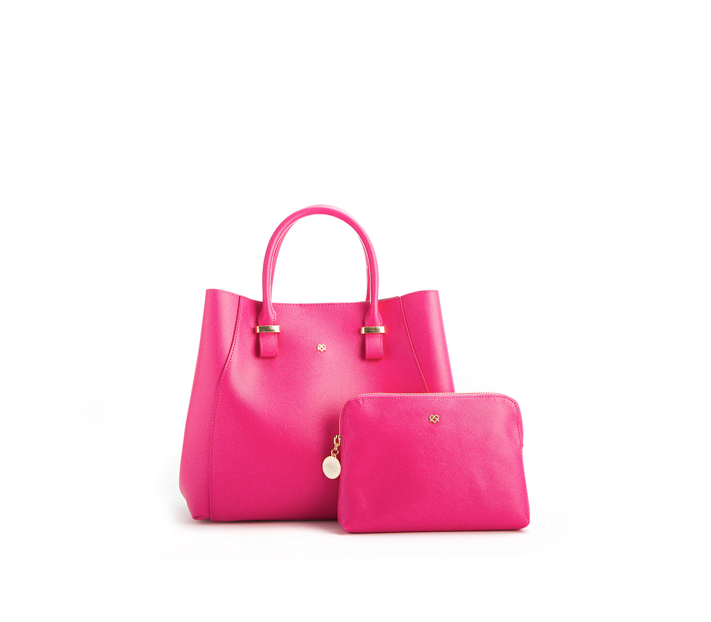 Jane - Hot Pink Vegan Leather Satchel & Makeup Pouch