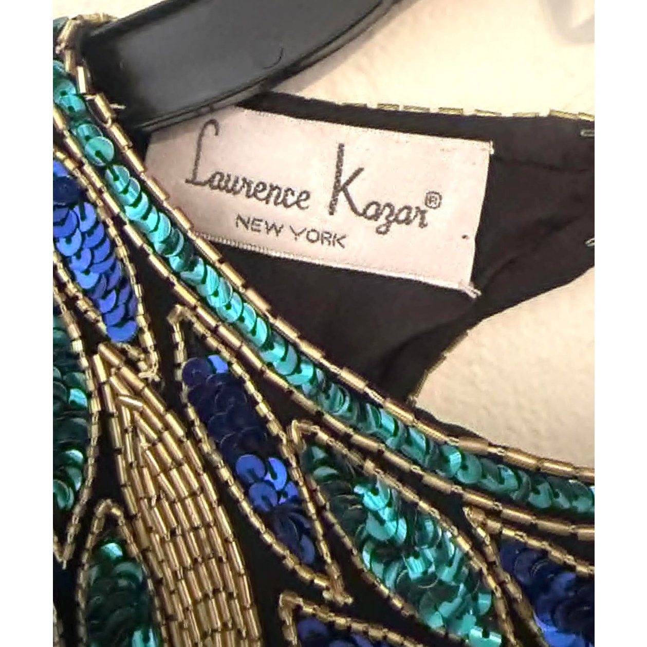 Vintage Laurence Kazar Silk Beaded Dress Size M