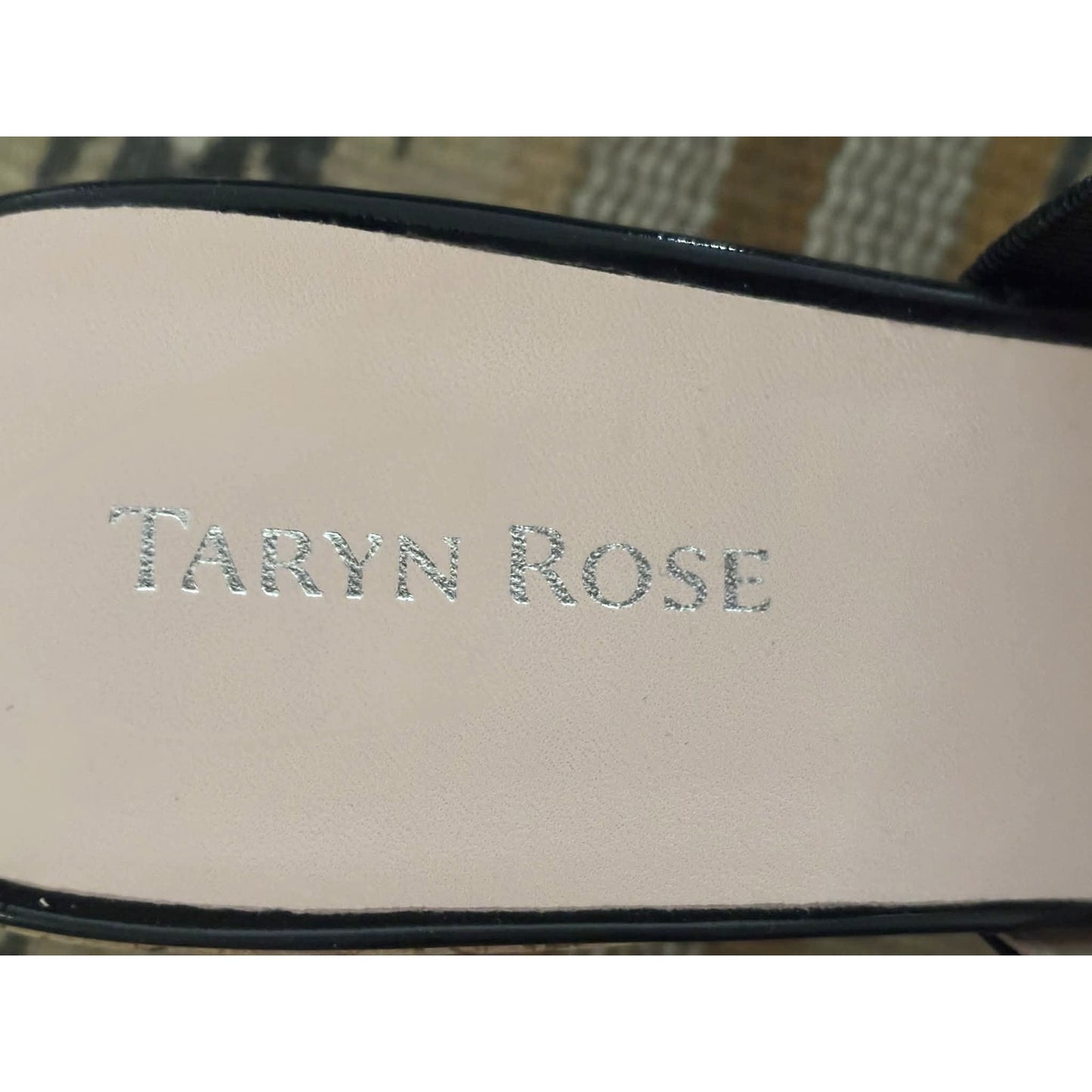 Taryn Rose “Nelly” Black Patent Leather Sandals with Silver Hardware – Size 10