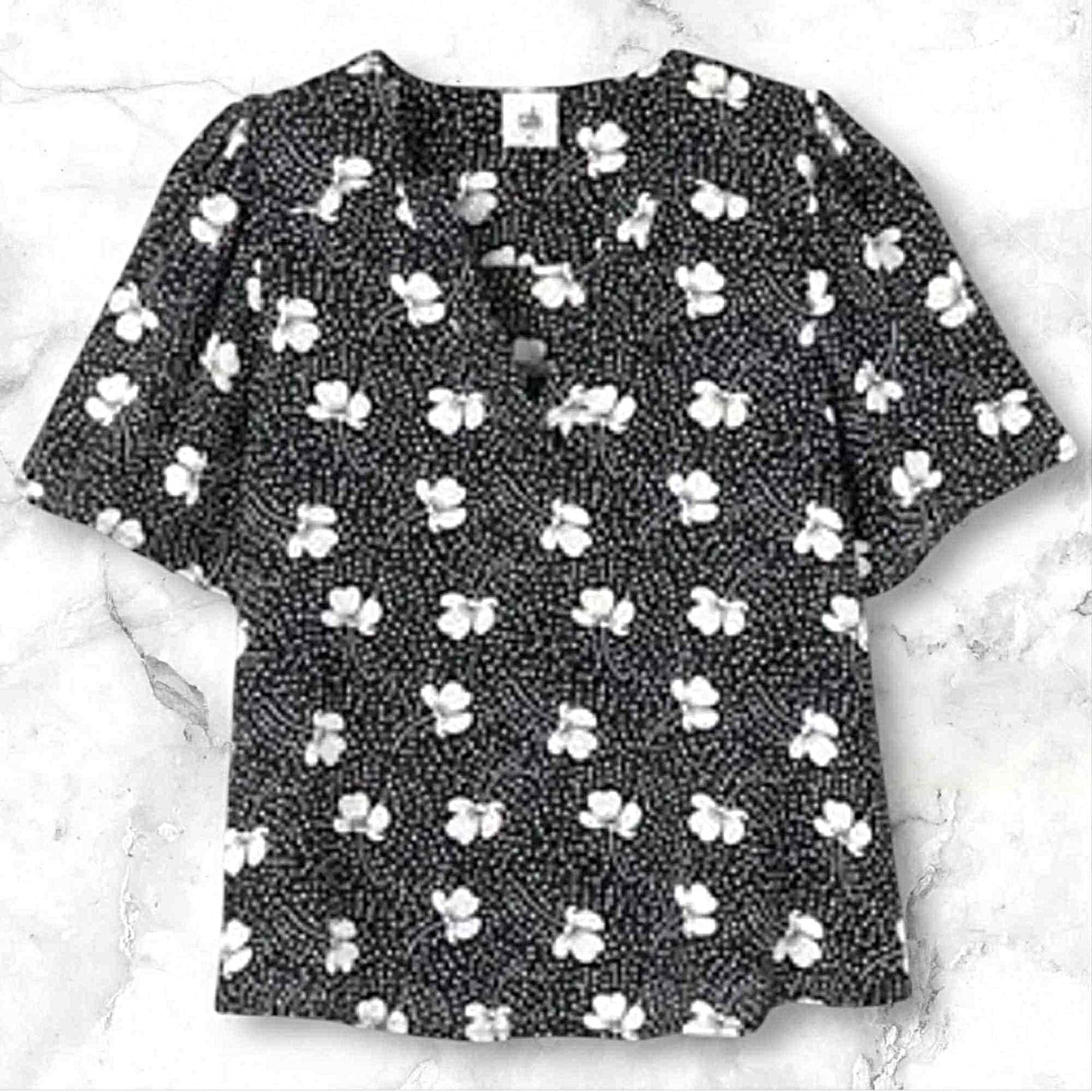 cabi Printed Essential Floral Top | Black & White | Curated Classic