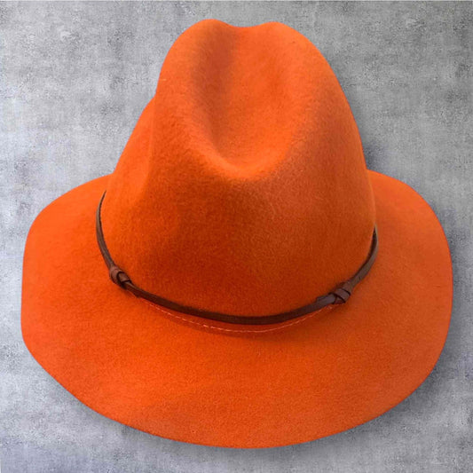 ONLY ONE!!! Travaux en Cours Côte d’Azur Orange Wool Felt Fedora Hat Made in France Size 56