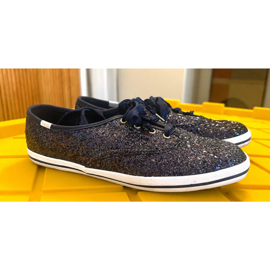 Keds Kate Spade Blue Glitter Sneakers Shoes 8.5 M