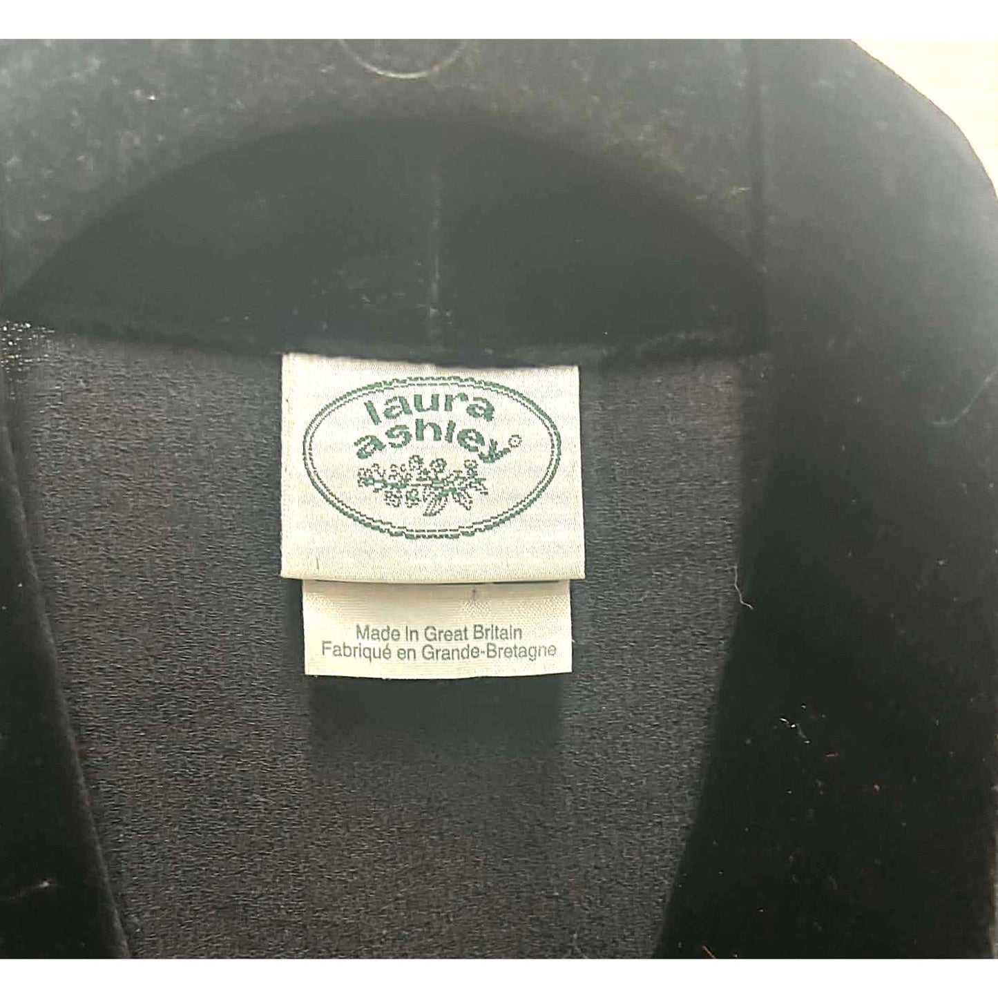 Vintage Laura Ashley Black Wool Velvet Trim Dress / Duster | UK Made
