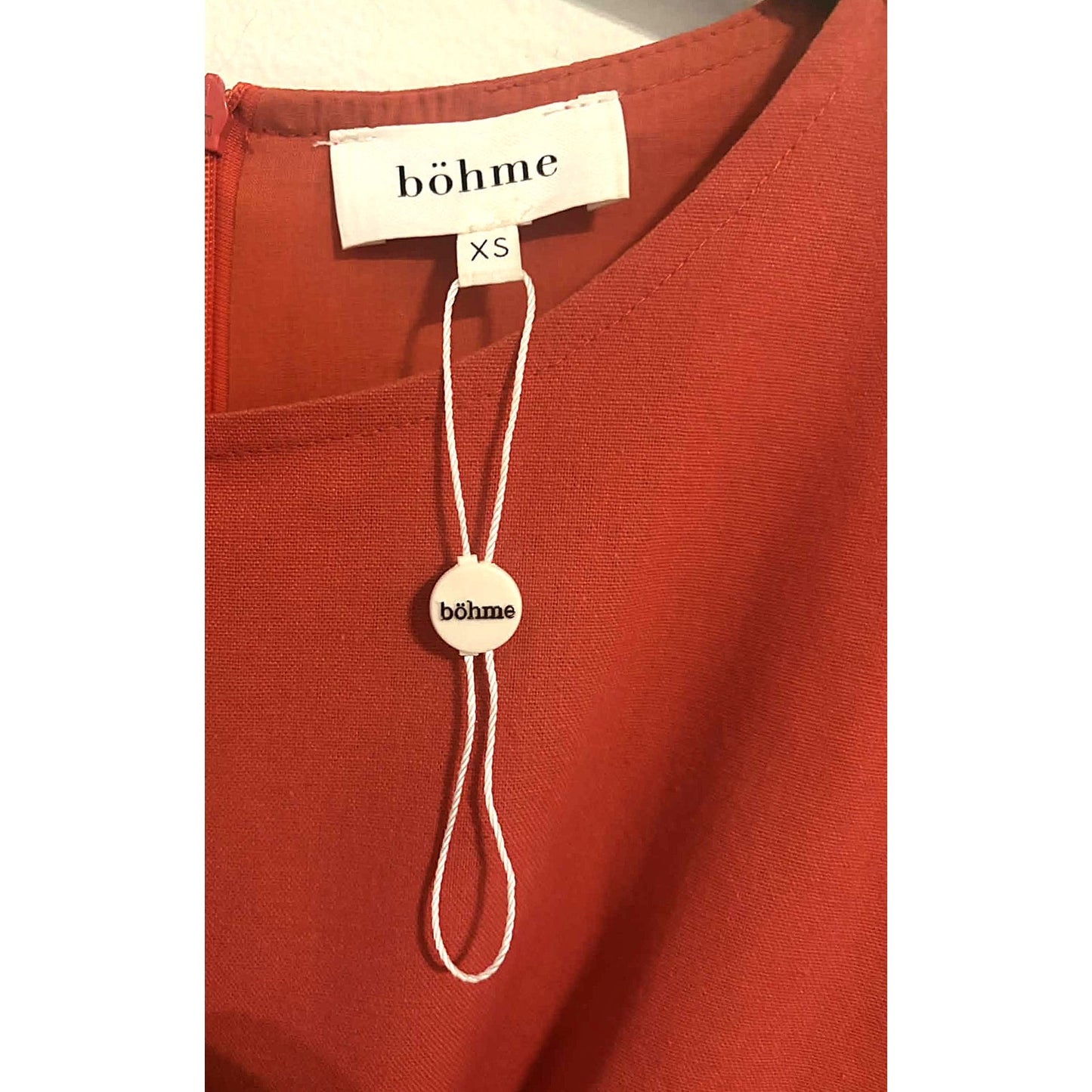 ONLY ONE!!! Böhmé Orange Knot-Front Midi Dress XS – Viscose Linen Blend