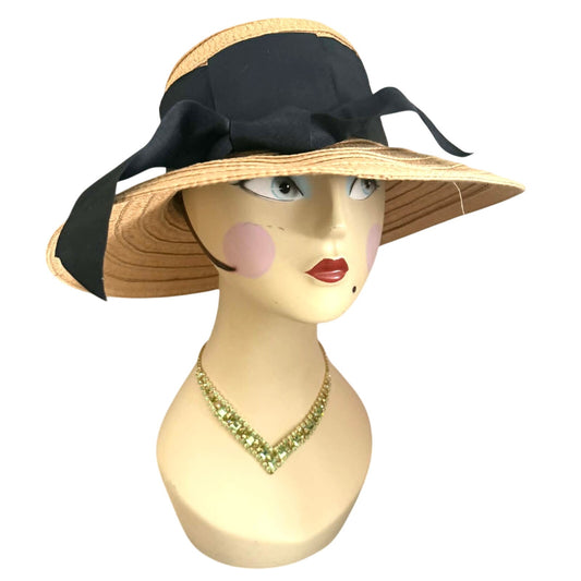 Four Buttons Straw Sun Hat Wide Brim