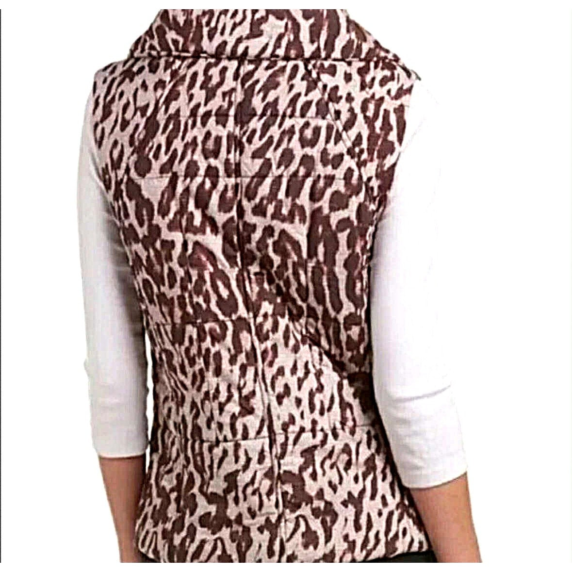 cabi Juliet Leopard Print Puffer Vest | Brown | Curated Classic