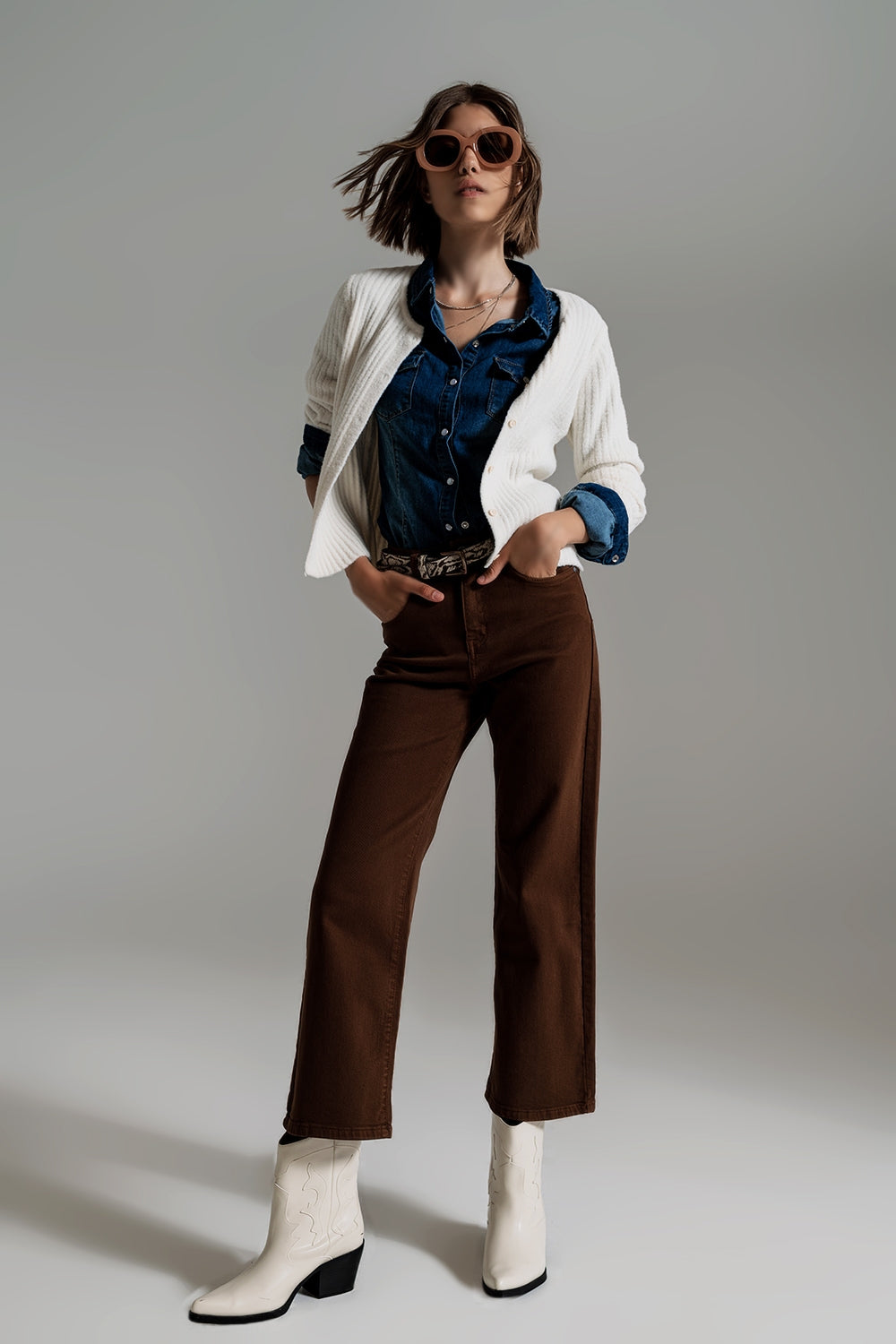 Modern Wide Leg Crop Jeans – Mocha Casual Chic