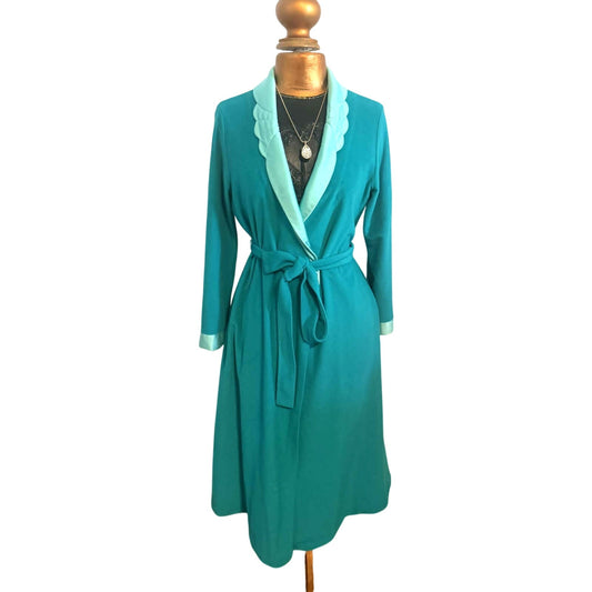 Vintage Vanity Fair Teal Velour Robe