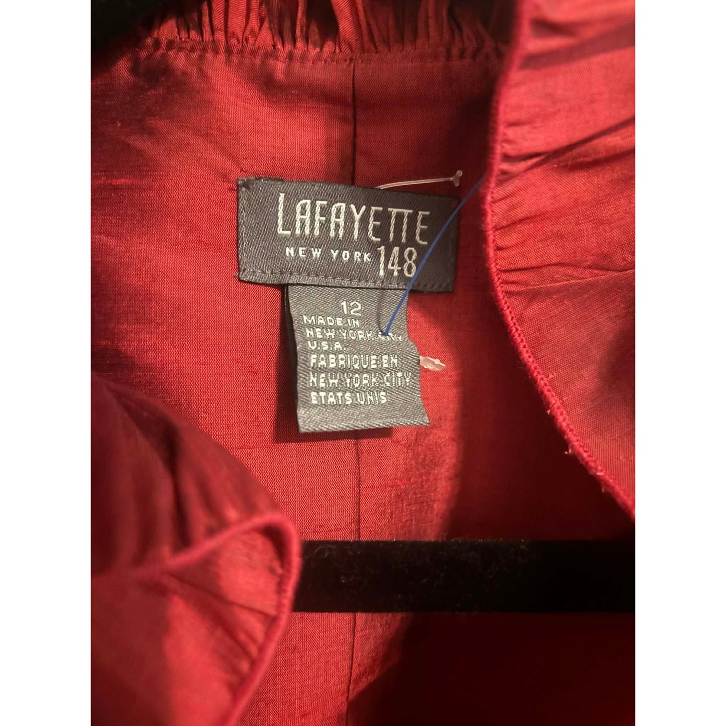 Lafayette 148 Silk Ruffle Jacket | Burgundy Made in NYC | Size 12