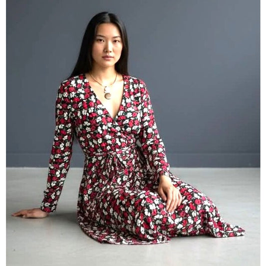 Brooks Brothers Faux Wrap Floral Dress Size M
