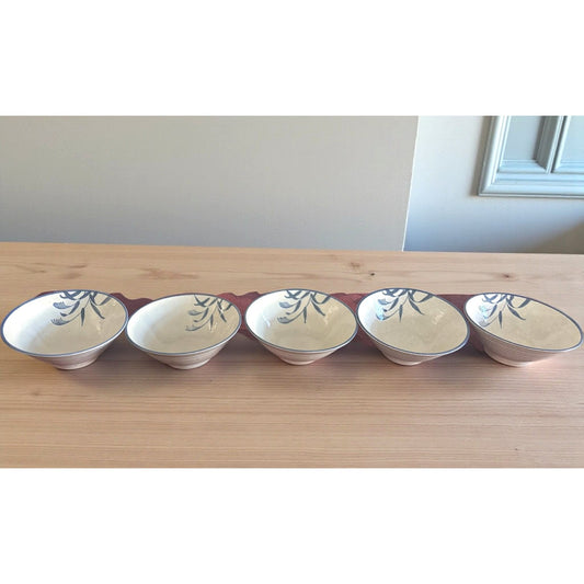 Vintage Japanese Stoneware Bowls Set of 5