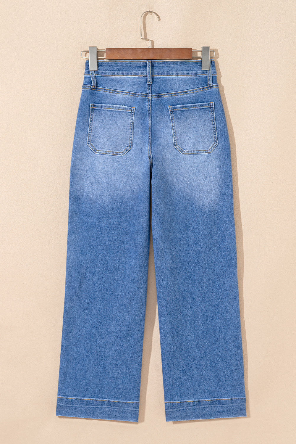 Sky Blue Cropped High-Rise Wide Leg Jeans – Vintage Inspired Stretch Denim