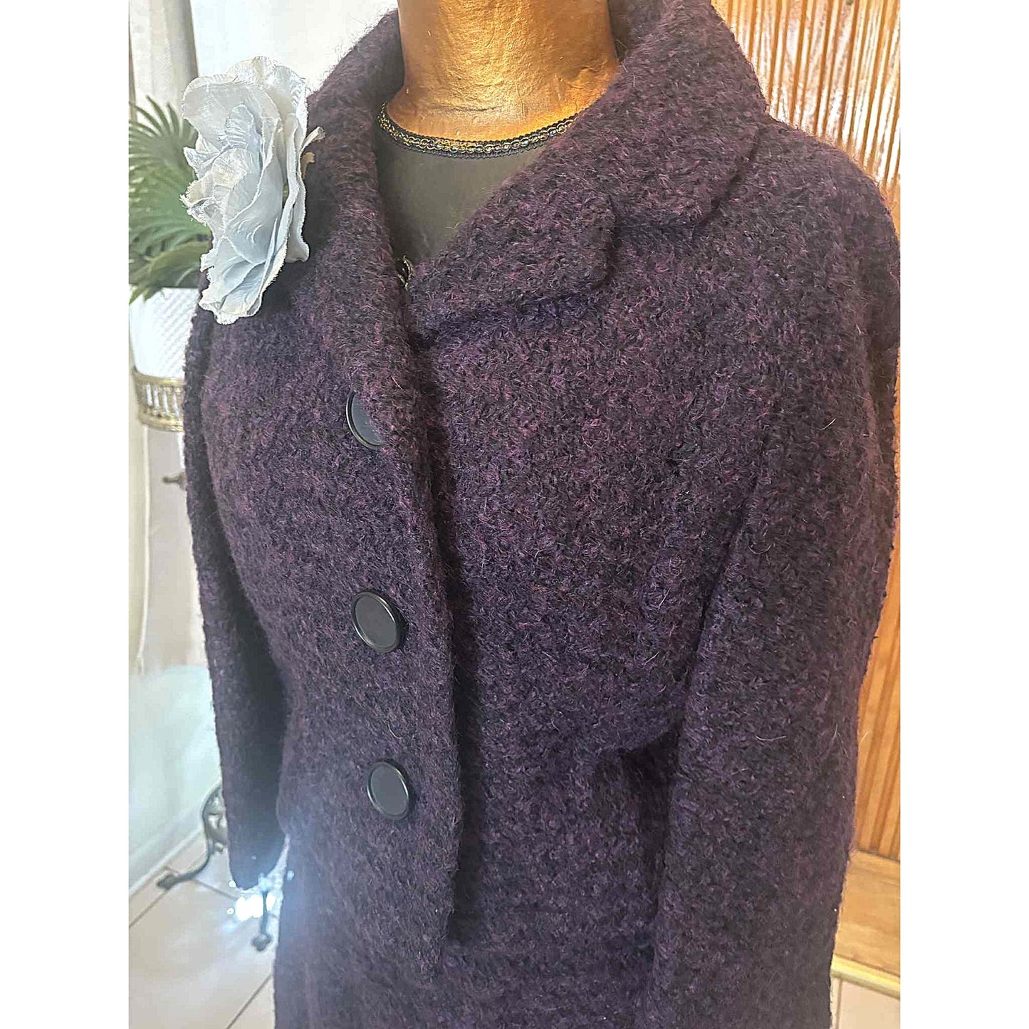 Vintage 1950s Christian Dior New York Mohair Plum Skirt Suit