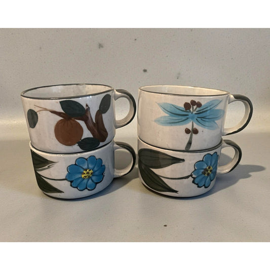 ONLY ONE!!! Vintage 1970s Hand-Painted Soup Mugs Set of 4