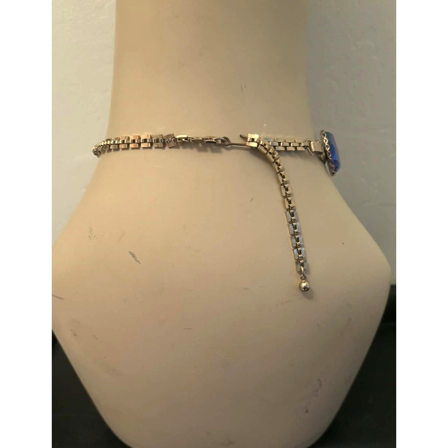 Mid-Century Blue Rhinestone Choker Necklace