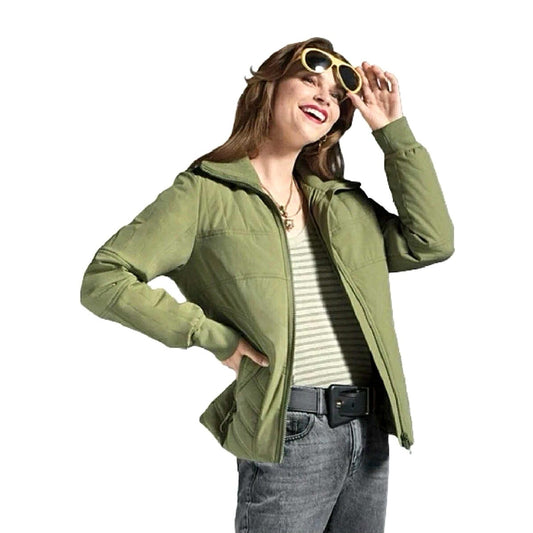 cabi Lift Belted Puffer Jacket | Sage Green | Curated Classic