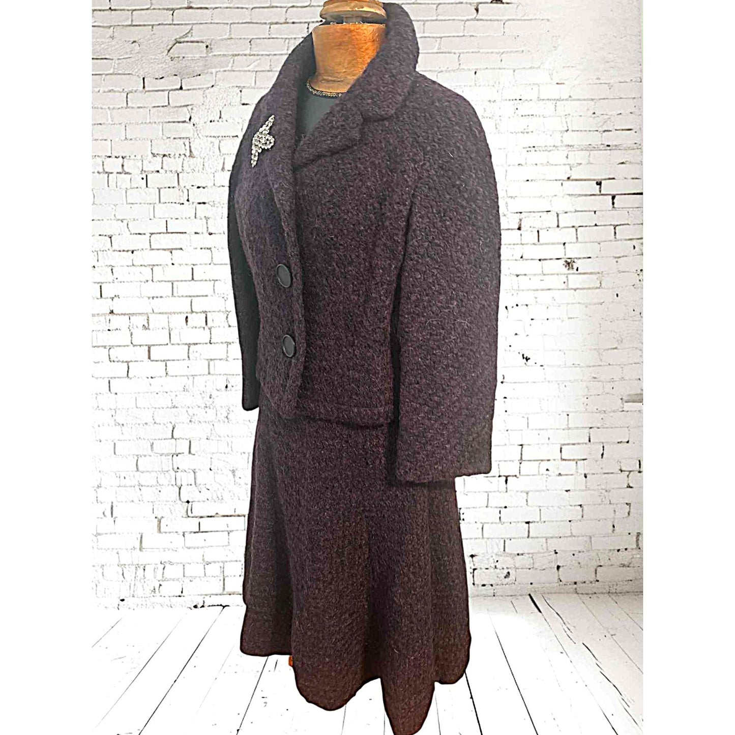 Vintage 1950s Christian Dior New York Mohair Plum Skirt Suit