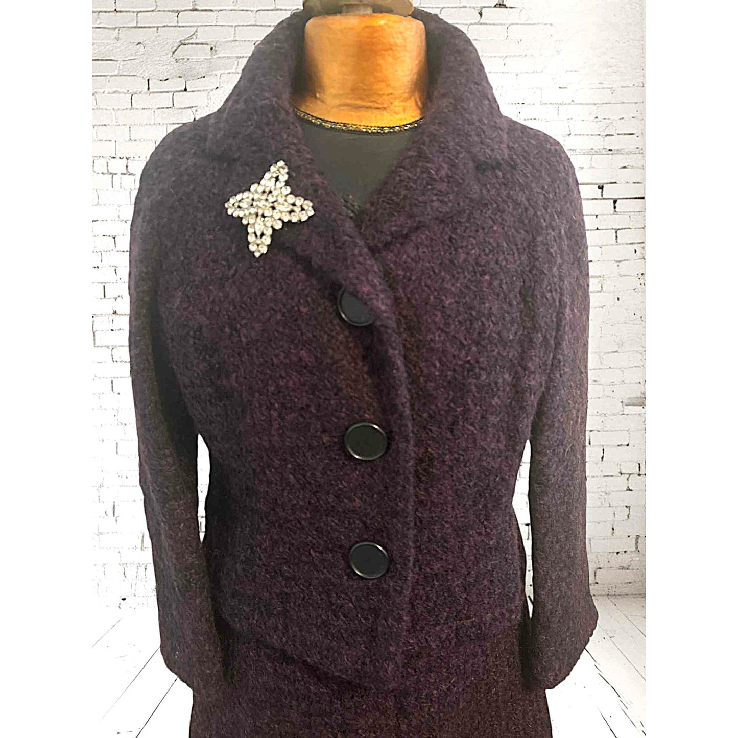 Vintage 1950s Christian Dior New York Mohair Plum Skirt Suit