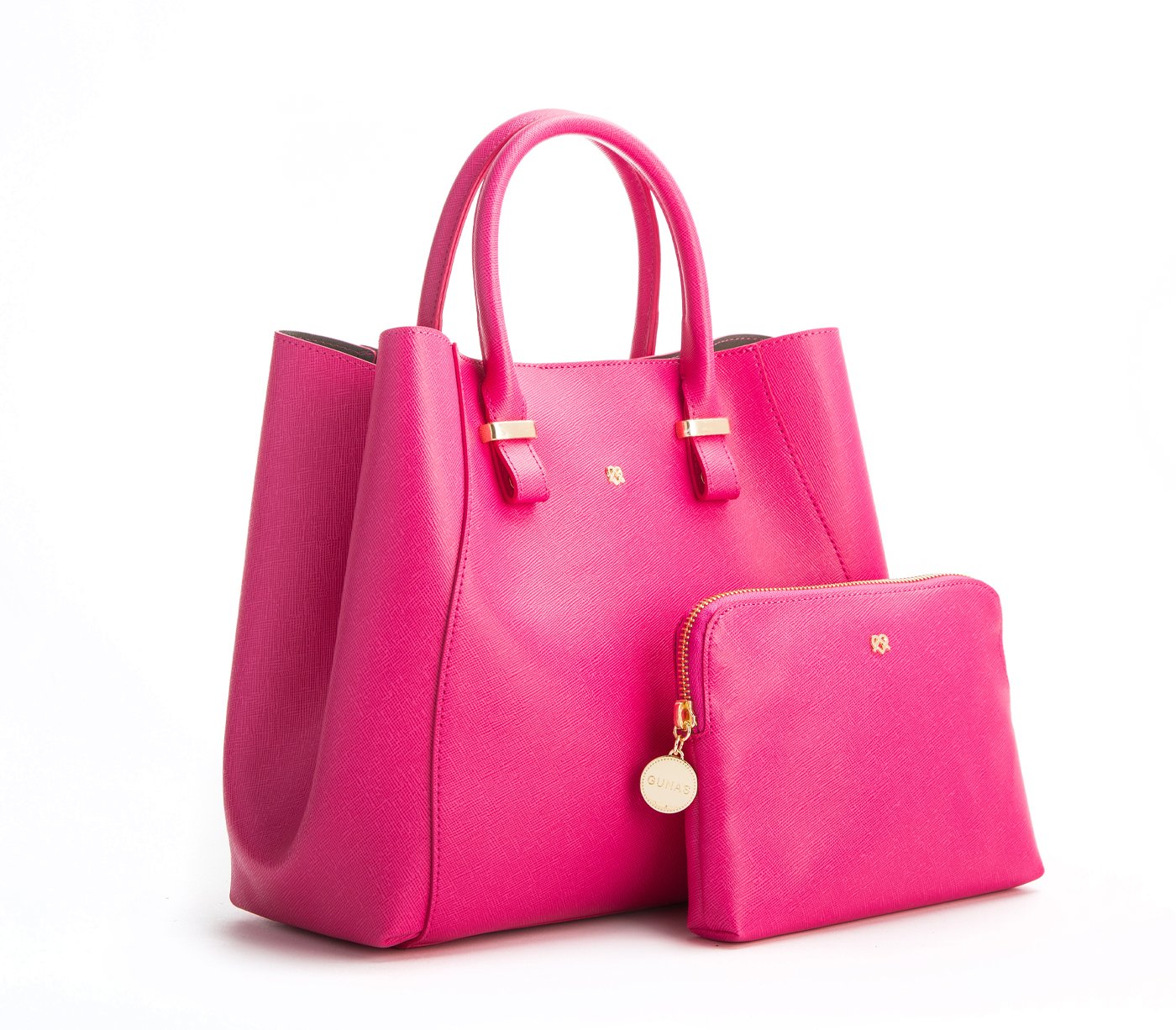 Jane - Hot Pink Vegan Leather Satchel & Makeup Pouch